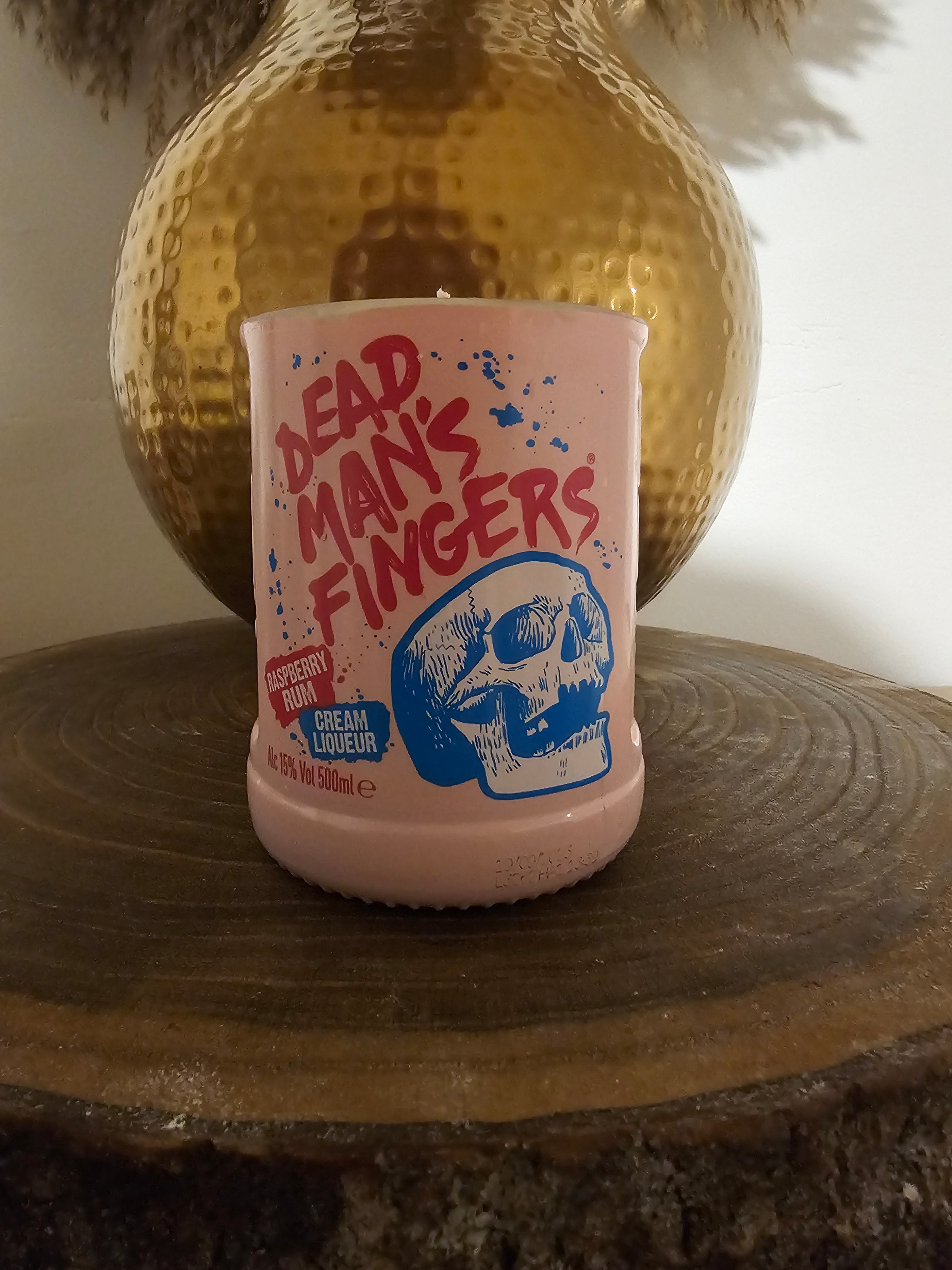 Lily of the Valley Soy Wax Candle, upcycled Dead Man’s Fingers Rum Bottle.
