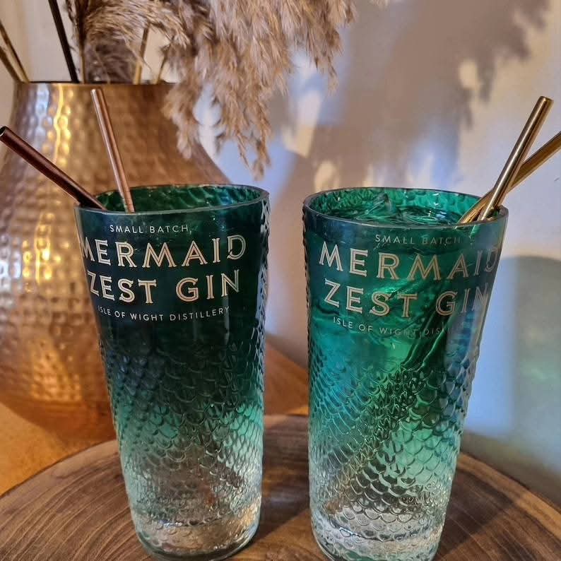 Handmade upcycled Mermaid Zest Gin and Tonic Glasses - Genie Of Gins