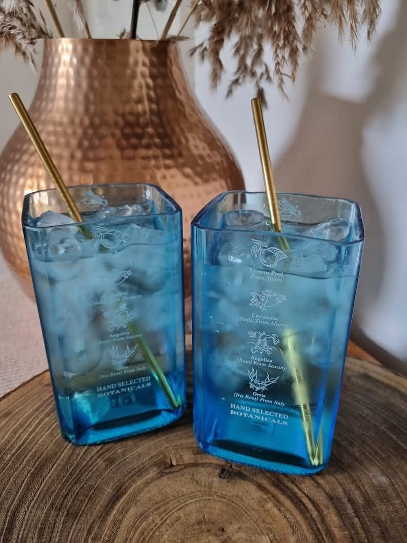 Handmade Upcycled Bombay Sapphire Gin and Tonic Glasses - Genie Of Gins